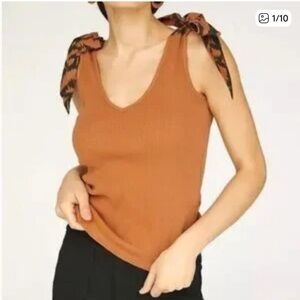 034 Anthropologie Maeve Bow-Tie Tank Color Copper Size Large